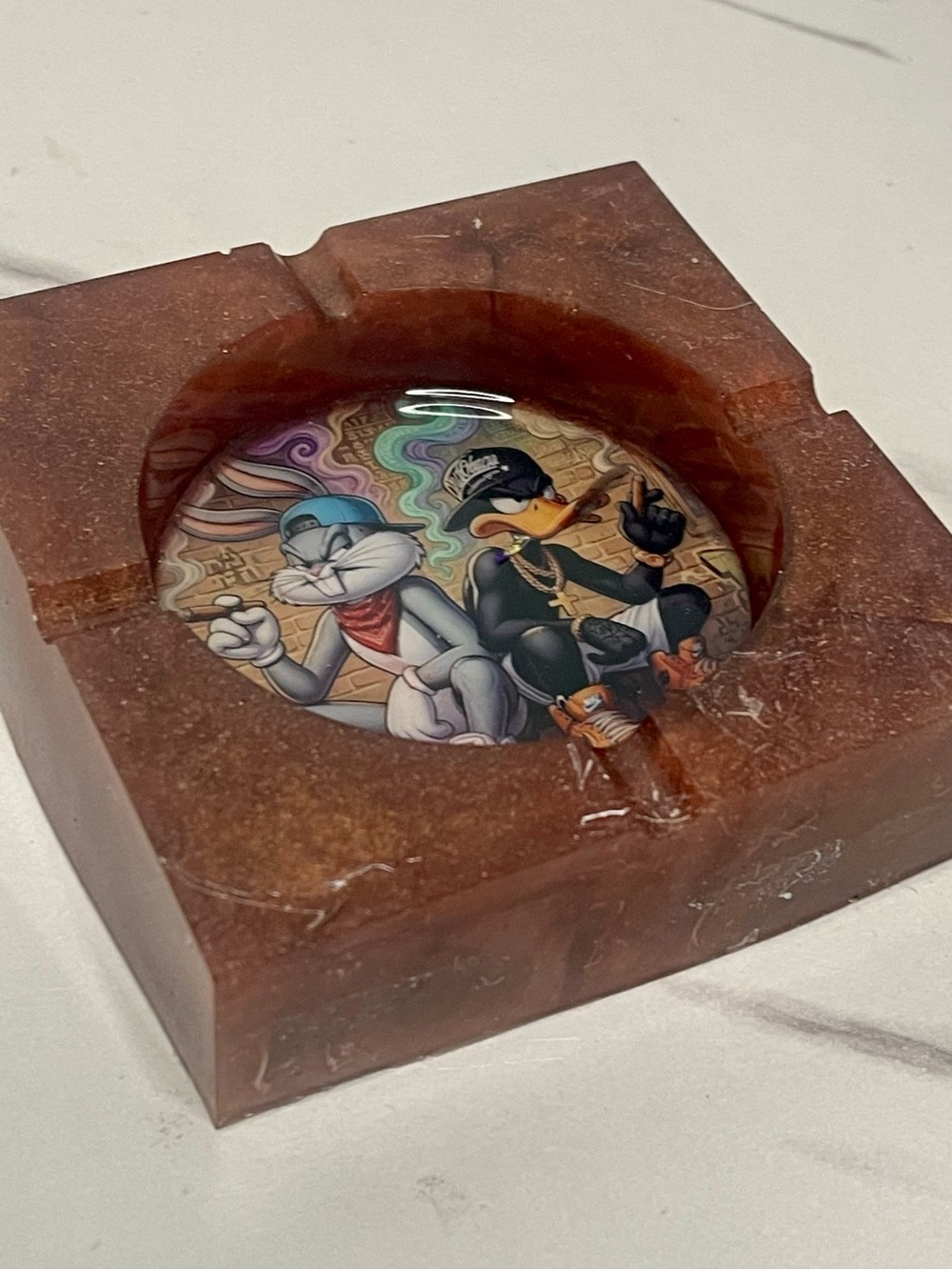 Bugs Bunny Daffy Duck Square Ashtray | 90s Cartoon Nostalgia Gift - Picture 7 of 8